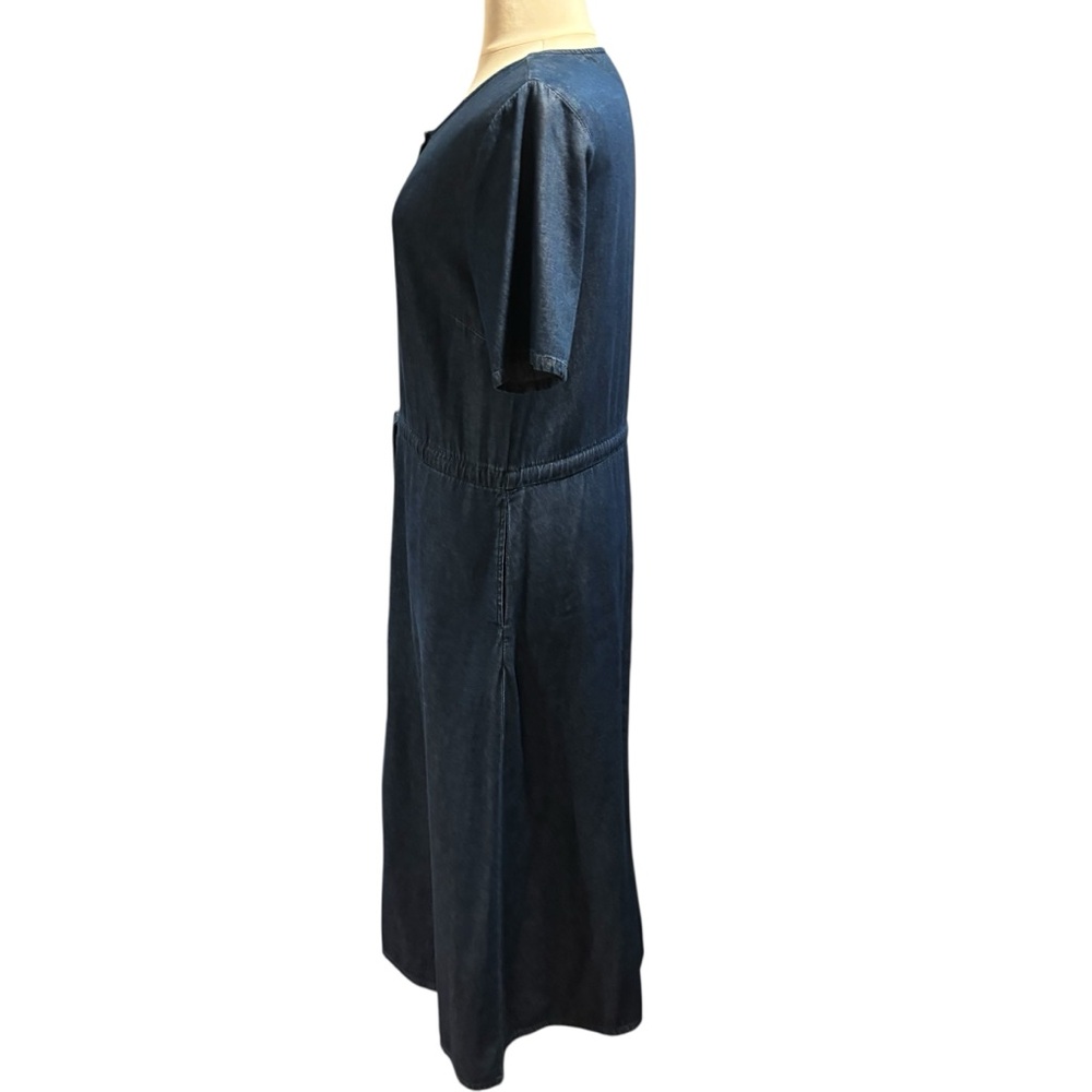 National Denim Midi Dress Womens Large Blue Cotton Button Front Drawstring #742 - Picture 4 of 9